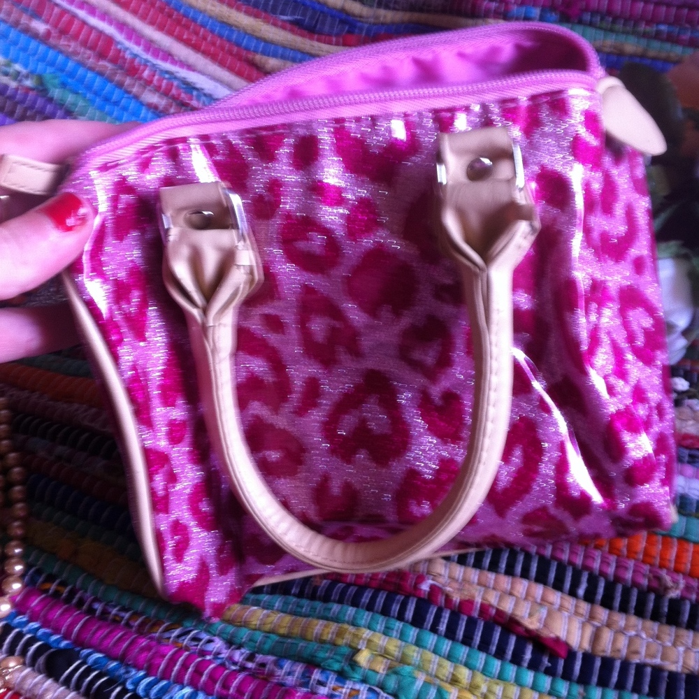 Mini Hot Pink & Tan Leopard Purse